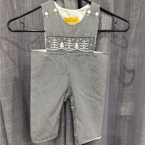 Gray Kids Overalls size 6 months by smock rocks Christmas romper outfit